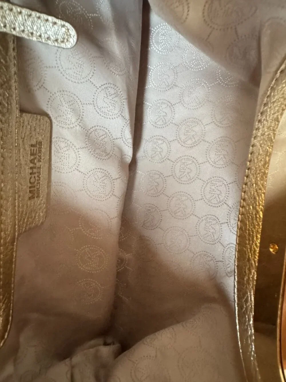 Michael Kors Metallic Gold Leather Berkley Clutch